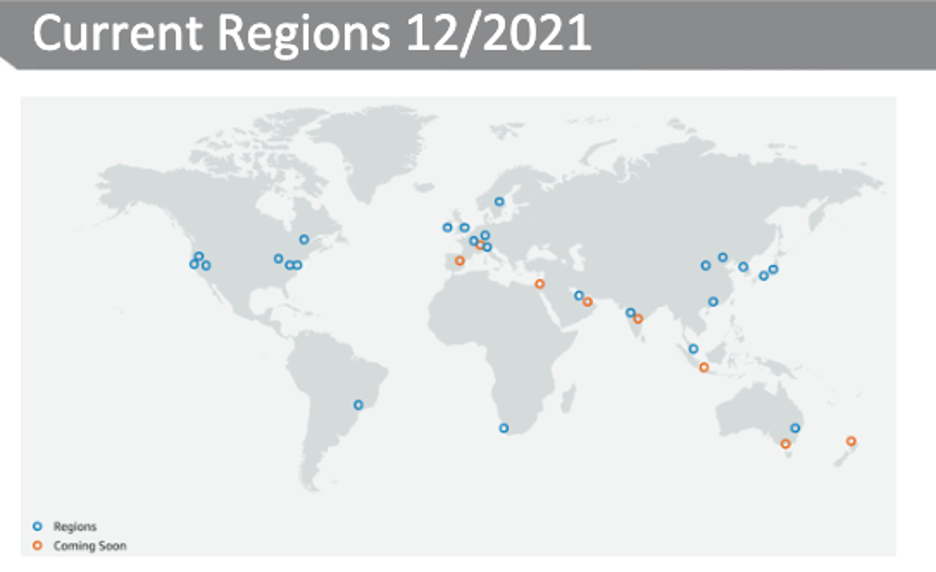 AWS Regions Map 2021